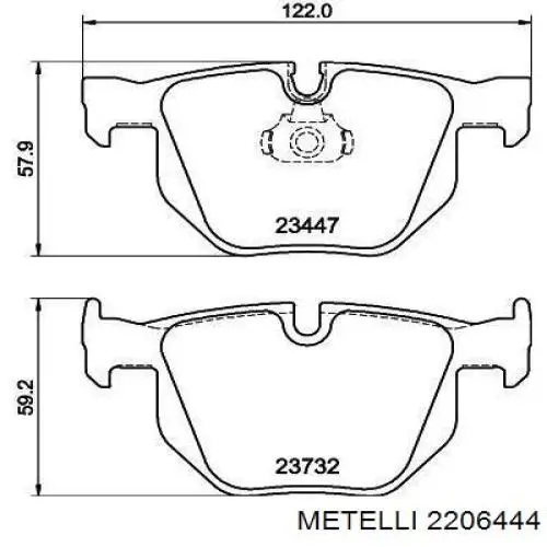 Колодки гальмові задні, дискові 2206444 Metelli