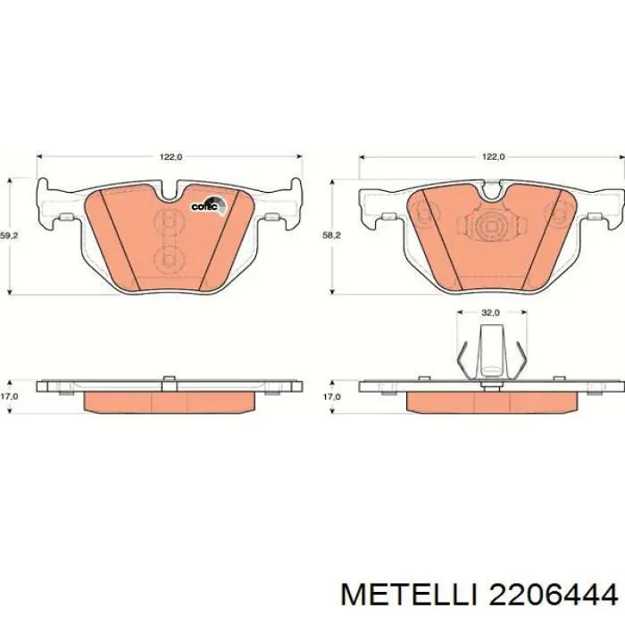 Купити 2206444 Metelli Задні колодки