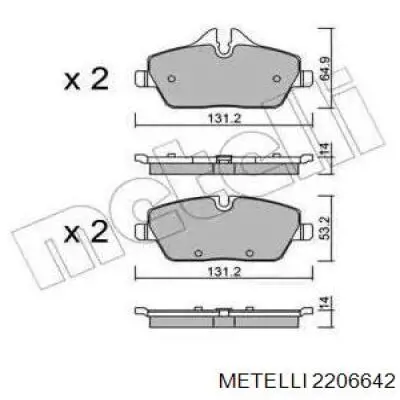 2206642 Metelli Передні гальмівні колодки