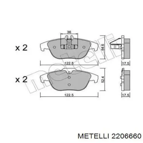 Задні гальмівні колодки Metelli 2206660 ціна, від 22.70 USD