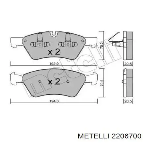 Гальмівні колодки Metelli 2206700 ціна, від 40.22 USD