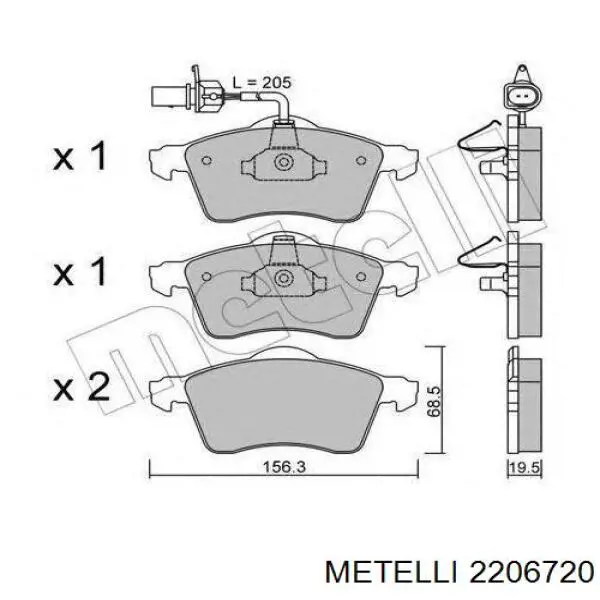Задні гальмівні колодки Metelli 2206720 ціна, від 23.70 USD