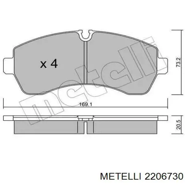 Купити 2206730 Metelli Колодки гальмівні передні, дискові