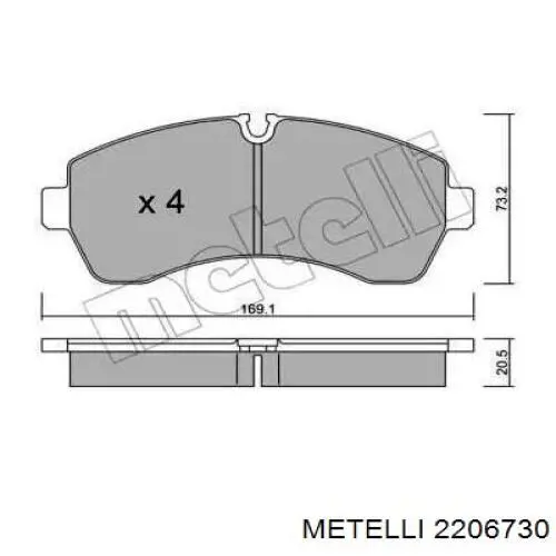 2206730 Metelli Передні гальмівні колодки