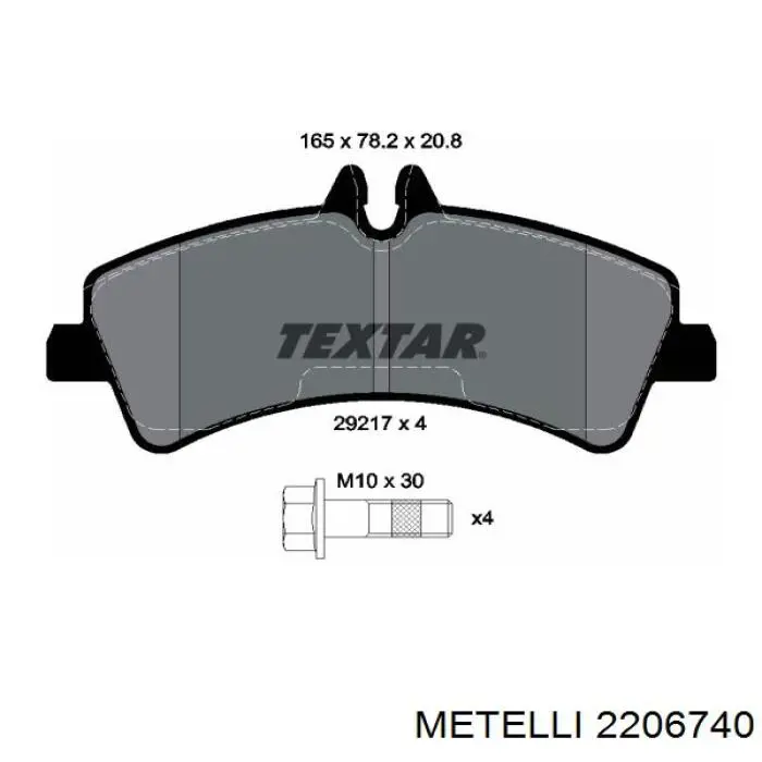 Задні гальмівні колодки Metelli 2206740 ціна, від 30.01 USD