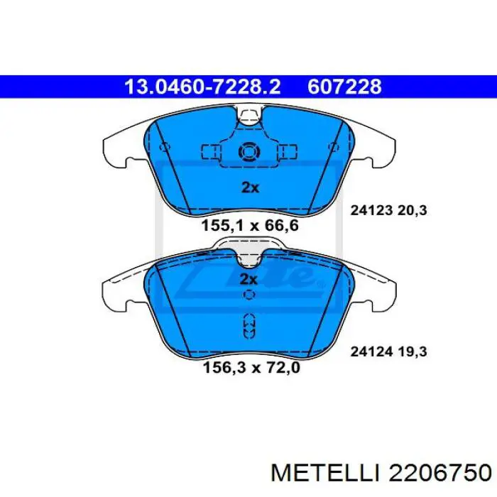Гальмівні колодки Metelli 2206750 ціна, від 27.97 USD