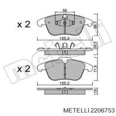Гальмівні колодки Metelli 2206753 ціна, від 30.38 USD