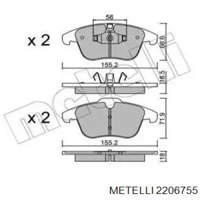 Гальмівні колодки Metelli 2206755 ціна, від 31.05 USD