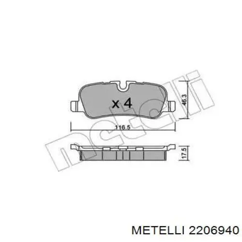 Задні гальмівні колодки Metelli 2206940 ціна, від 24.93 USD