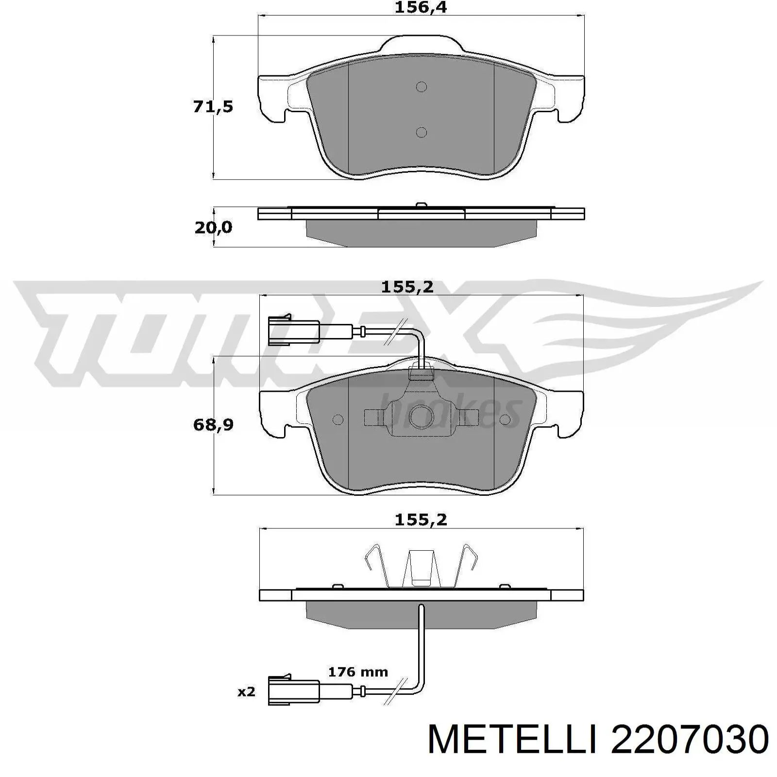 Гальмівні колодки Metelli 2207030 ціна, від 29.18 USD