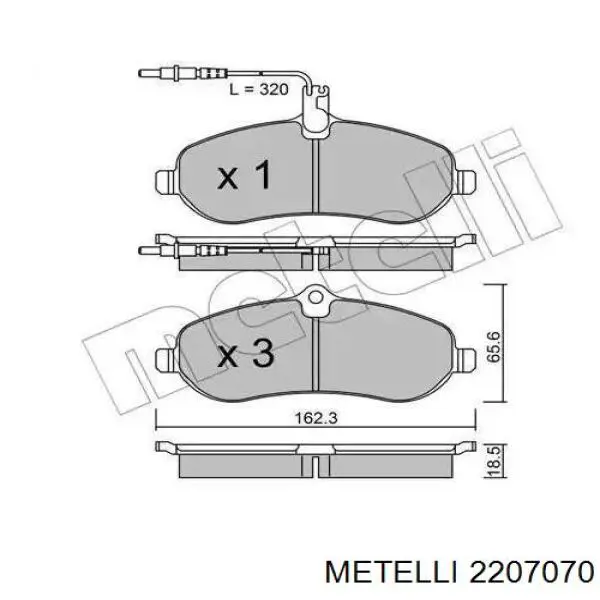 Купити 2207070 Metelli Колодки гальмівні передні, дискові