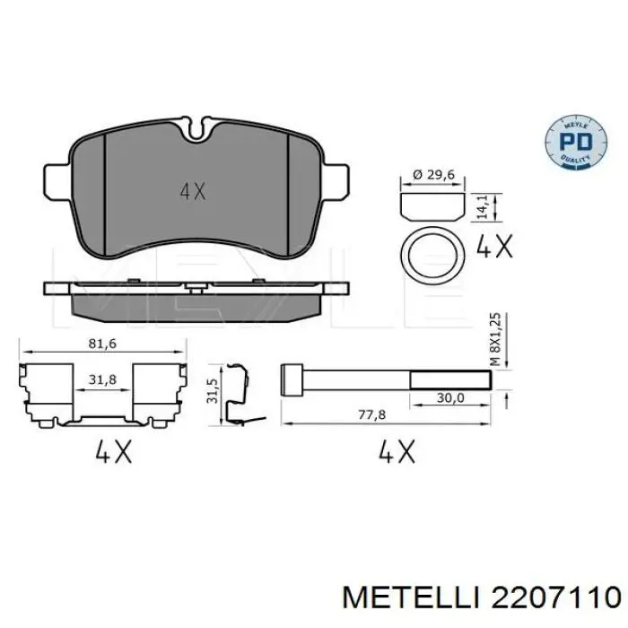 Задні гальмівні колодки Metelli 2207110 ціна, від 32.54 USD