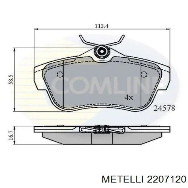 2207120 Metelli Колодки гальмівні задні, дискові