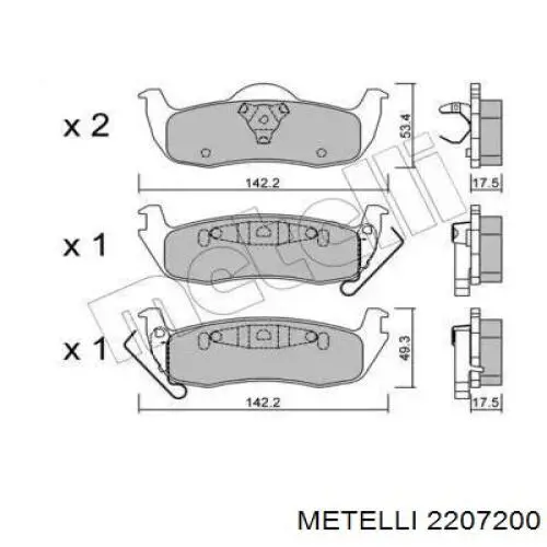 Задні гальмівні колодки Metelli 2207200 ціна, від 26.42 USD