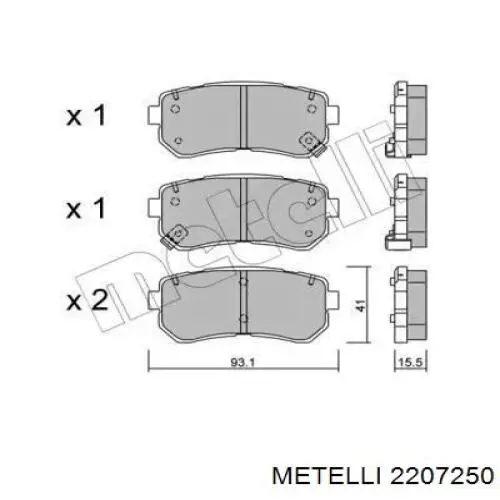 Задні гальмівні колодки Metelli 2207250 ціна, від 18.74 USD