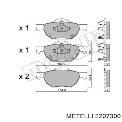 Гальмівні колодки Metelli 2207300 ціна, від 24.35 USD