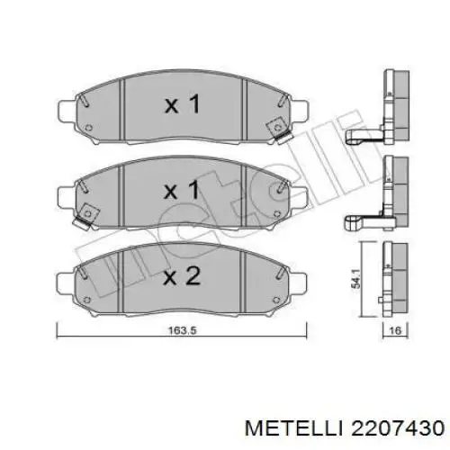 2207430 Metelli Передні гальмівні колодки
