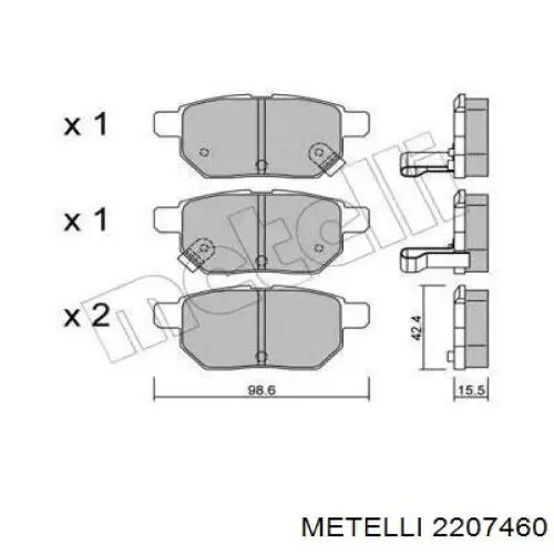 Задні гальмівні колодки Metelli 2207460 ціна, від 18.60 USD