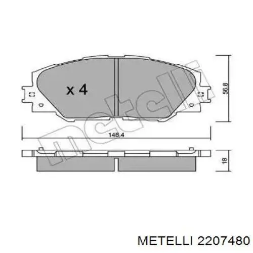 Гальмівні колодки Metelli 2207480 ціна, від 26.06 USD
