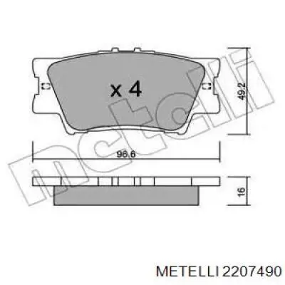 Задні гальмівні колодки Metelli 2207490 ціна, від 16.69 USD