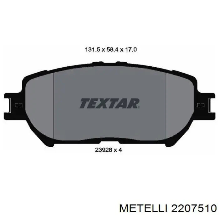 Колодки гальмівні передні, дискові 2207510 Metelli