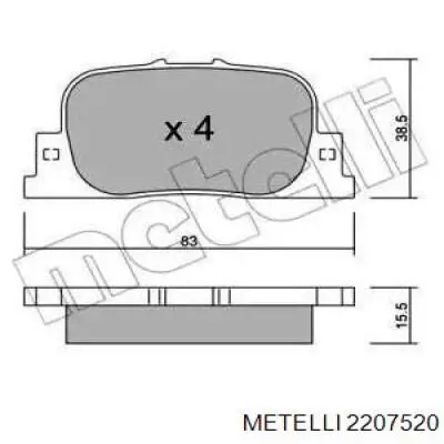 Задні гальмівні колодки Metelli 2207520 ціна, від 11.55 USD