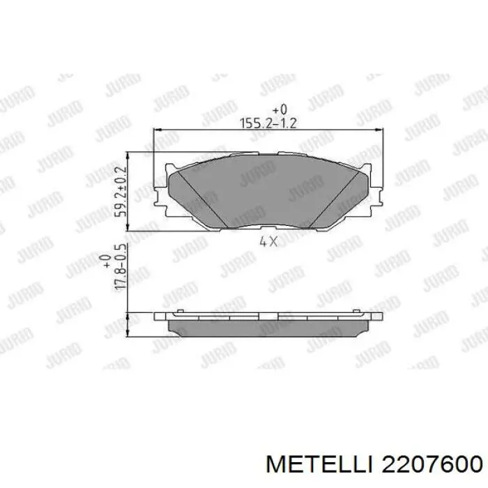 2207600 Metelli Передні гальмівні колодки