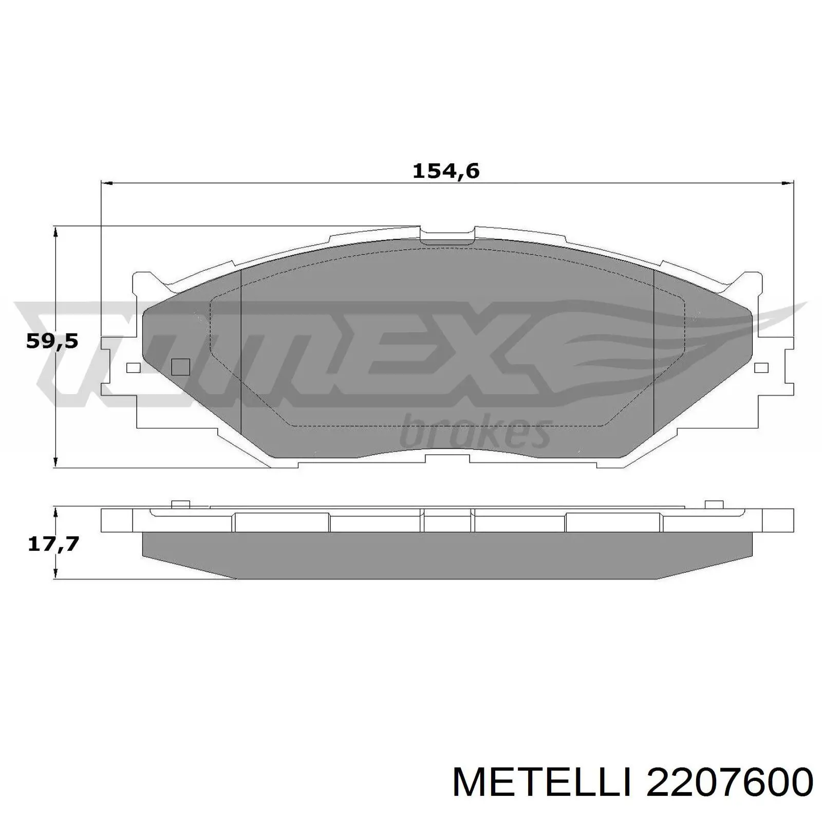 Купити 2207600 Metelli Колодки гальмівні передні, дискові