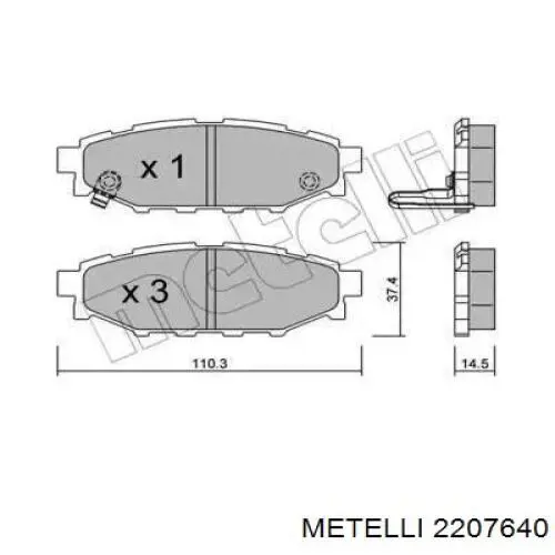 Задні гальмівні колодки Metelli 2207640 ціна, від 19.00 USD