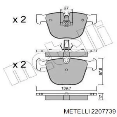 Задні гальмівні колодки Metelli 2207739 ціна, від 54.82 USD