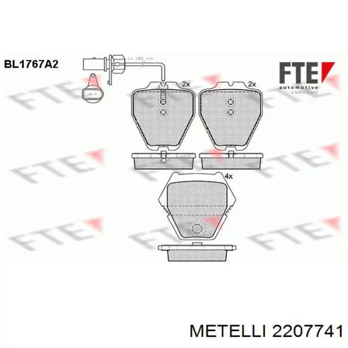 2207741 Metelli Передні гальмівні колодки