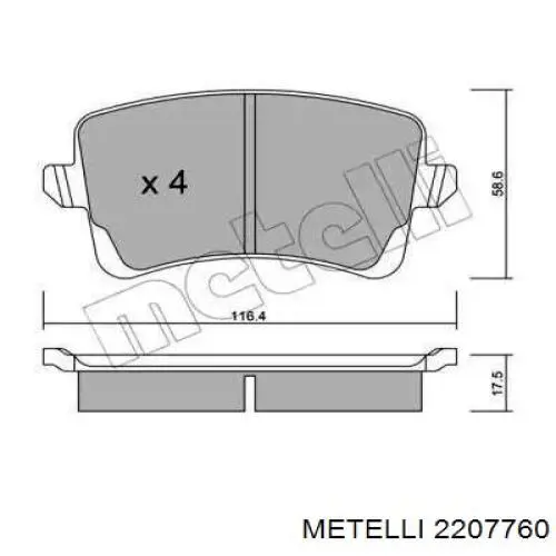 Задні гальмівні колодки Metelli 2207760 ціна, від 22.12 USD