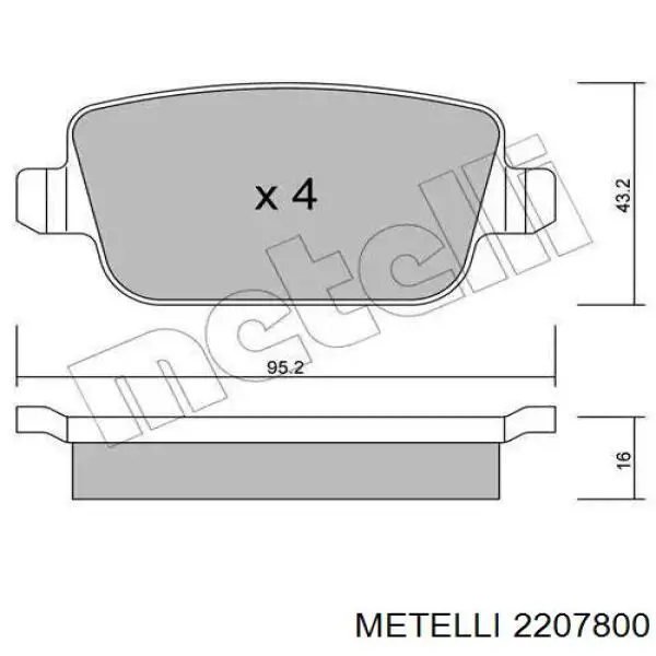 Купити 2207800 Metelli Задні колодки