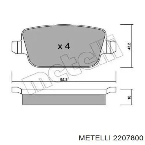 Колодки гальмові задні, дискові 2207800 Metelli