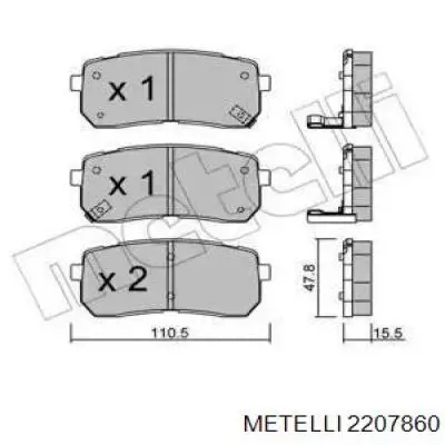 Задні гальмівні колодки Metelli 2207860 ціна, від 22.60 USD