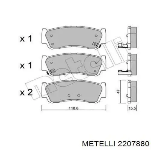 Задні гальмівні колодки Metelli 2207880 ціна, від 20.66 USD