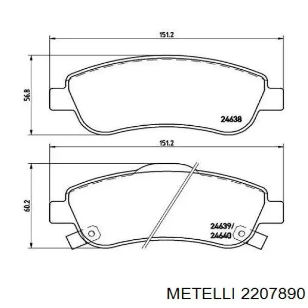 Передні тормозні колодки 2207890 Metelli