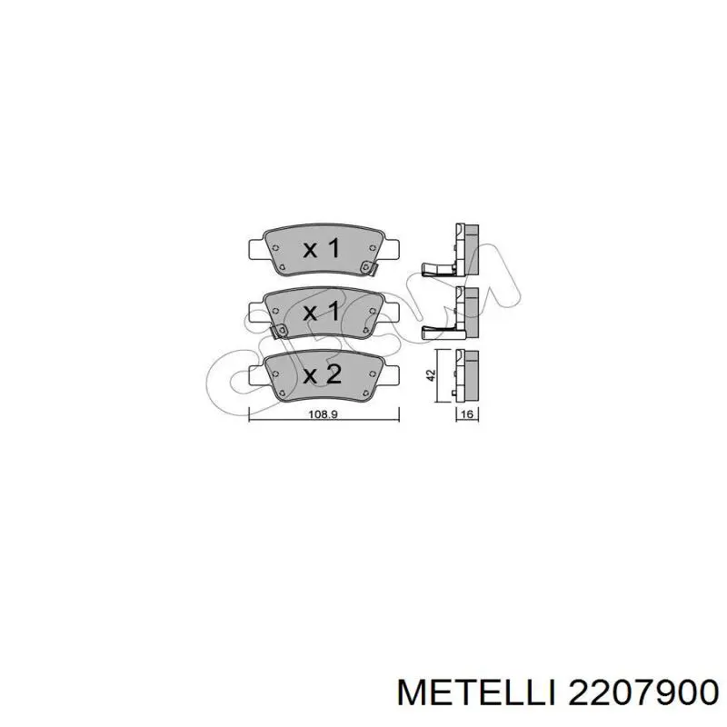 Купити 2207900 Metelli Задні колодки