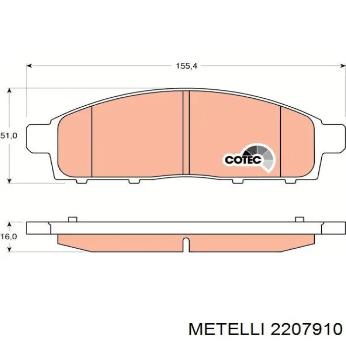 Гальмівні колодки Metelli 2207910 ціна, від 27.82 USD