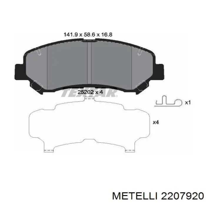 Передні тормозні колодки 2207920 Metelli