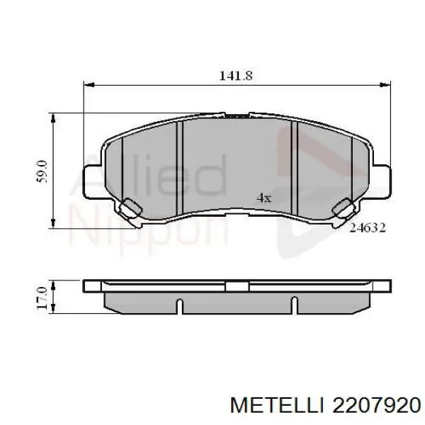 Купити 2207920 Metelli Колодки гальмівні передні, дискові