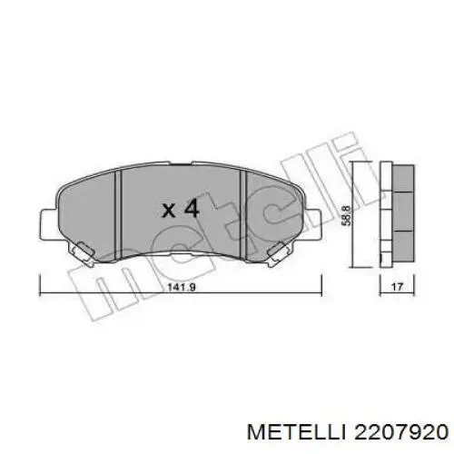 Колодки гальмівні передні, дискові 2207920 Metelli