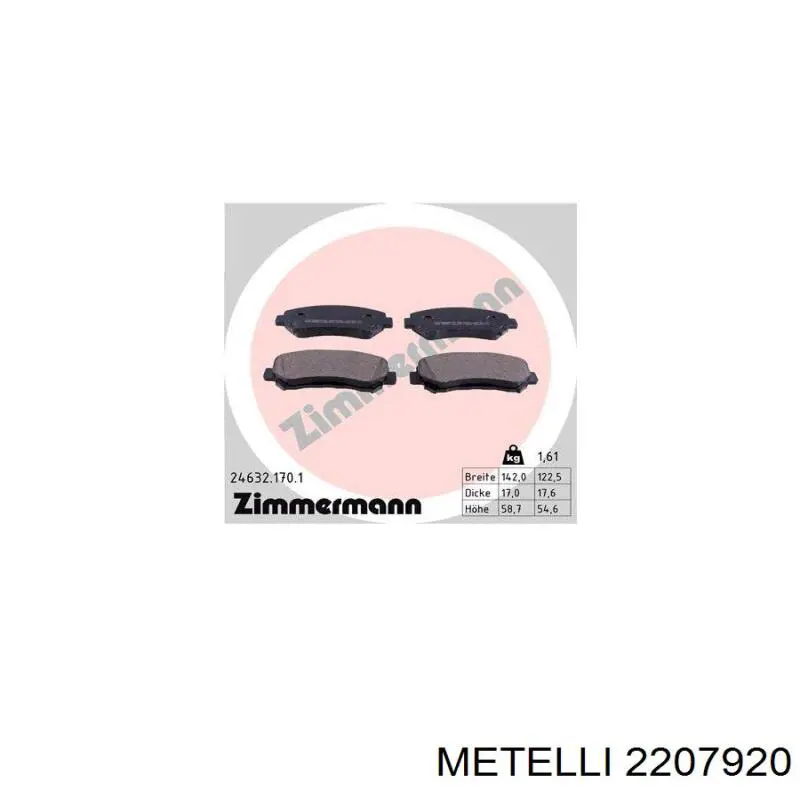 Передні тормозні колодки 2207920 Metelli