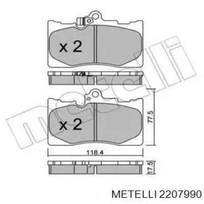 Гальмівні колодки Metelli 2207990 ціна, від 34.10 USD
