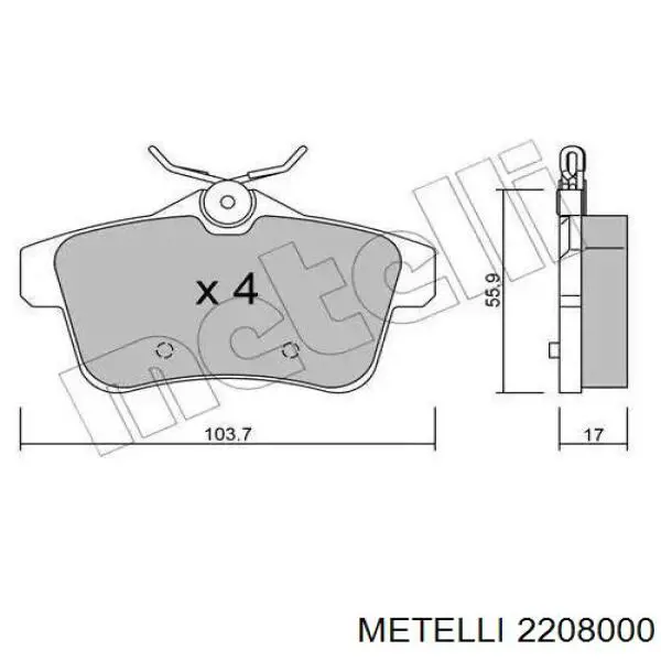 2208000 Metelli Передні гальмівні колодки