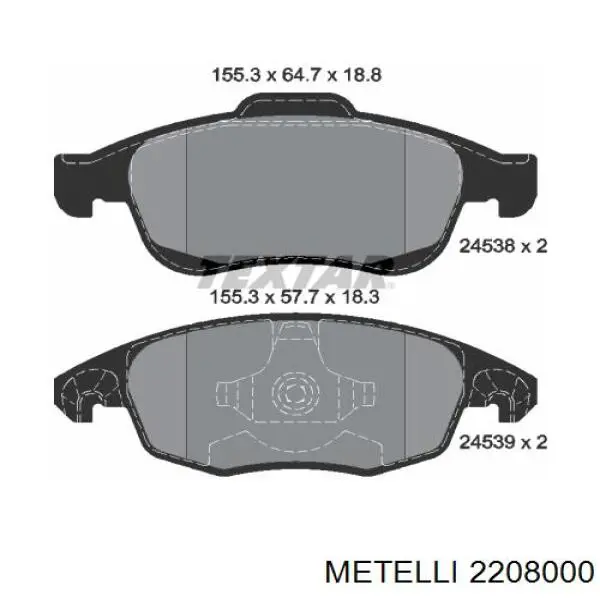 Купити 2208000 Metelli Колодки гальмівні передні, дискові