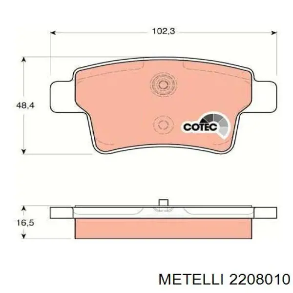 Задні гальмівні колодки Metelli 2208010 ціна, від 19.30 USD