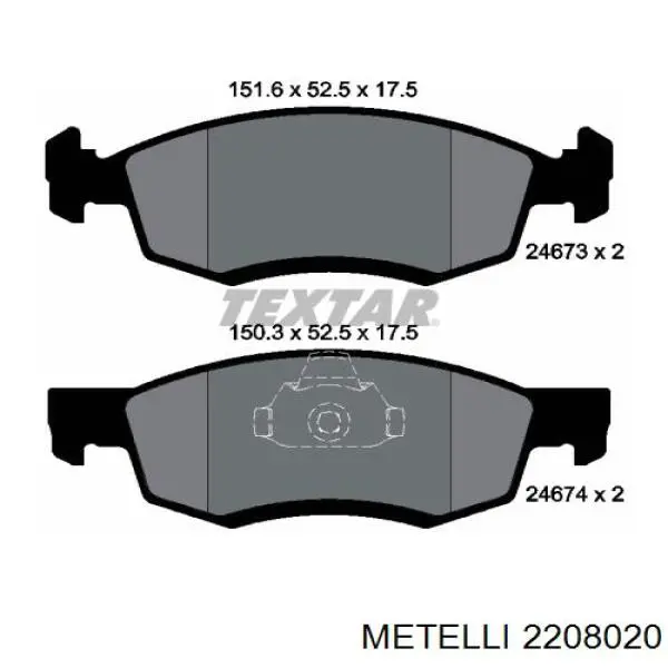 Колодки гальмівні передні, дискові 2208020 Metelli