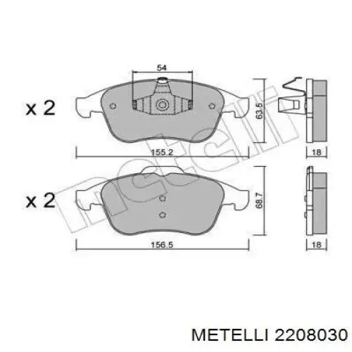 Гальмівні колодки Metelli 2208030 ціна, від 28.18 USD