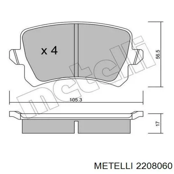 Колодки гальмові задні, дискові 2208060 Metelli